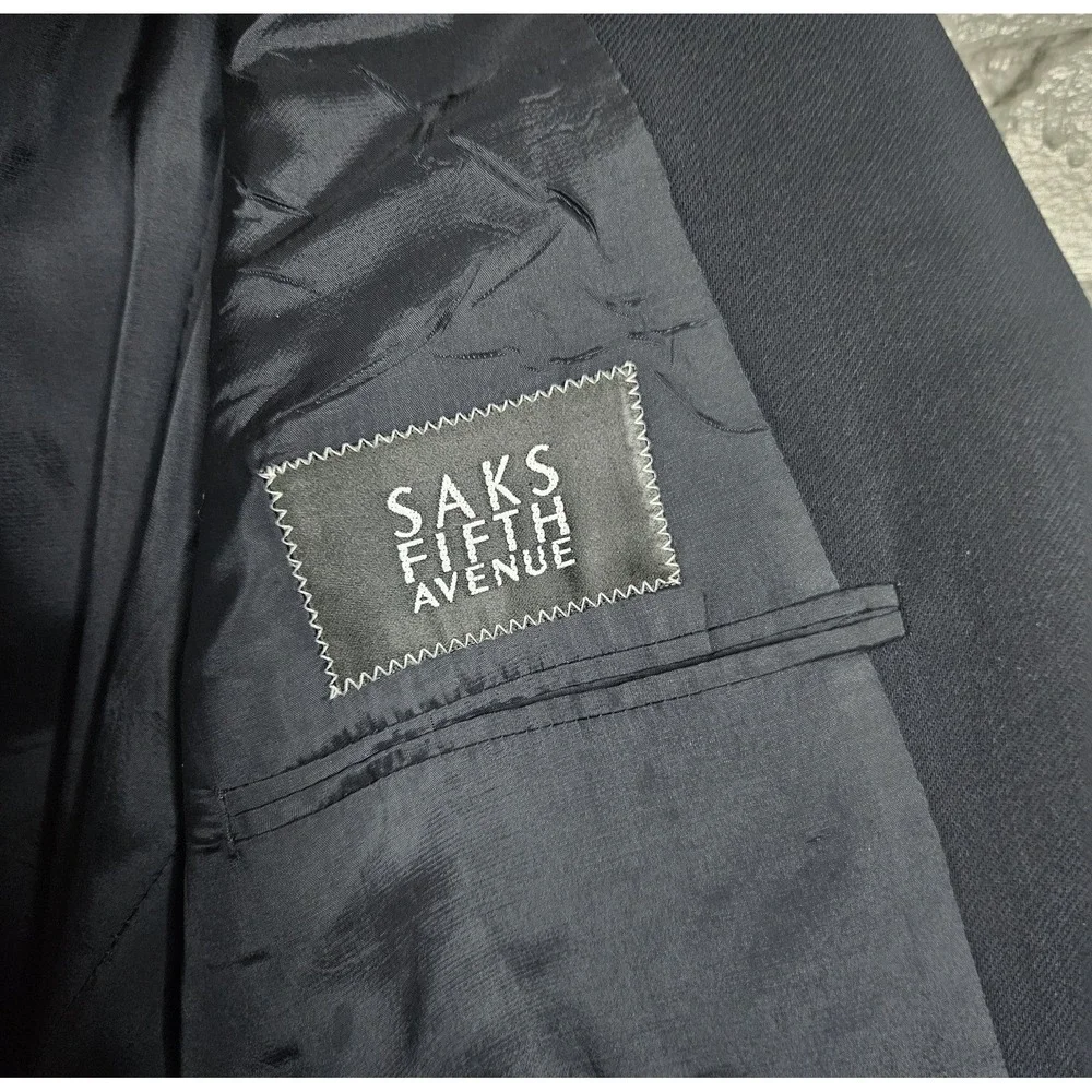 Vtg Giorgio Armani Collezioni Saks 5th Ave Men Wool Suit Jacket Blazer 44L Italy